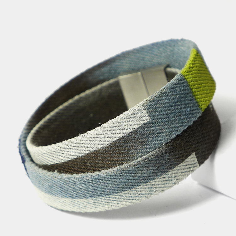 STARBEIT Blue Denim Double Color 1 Herrenarmband aus Jeansstoff, veganes Stoffarmband mit Magnetverschluss