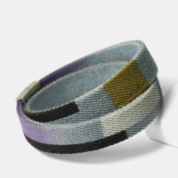STARBEIT Blue Denim Double Color 2 Herrenarmband aus Jeansstoff mit Edelstahl-Magnetverschluss