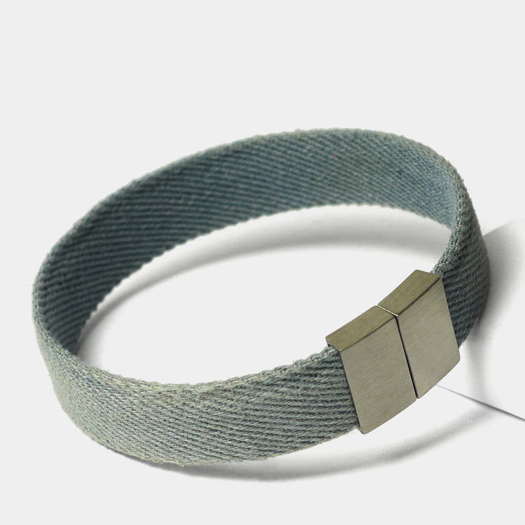 STARBEIT Blue Denim Single Used Herrenarmband aus Jeansstoff im Used-Look mit Edelstahl-Magnetverschluss