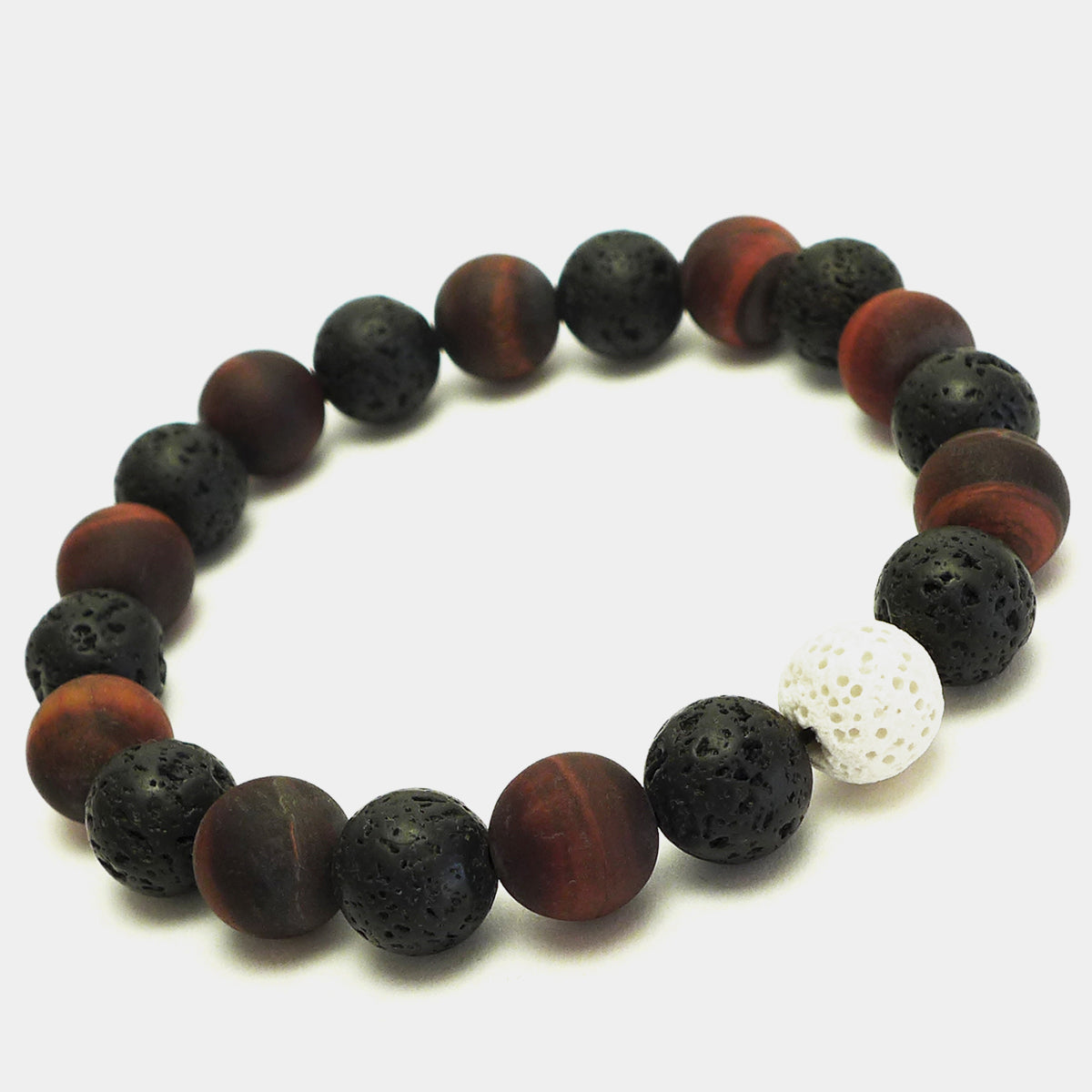 STARBEIT Herren Perlenarmband Pearl Power MR21, aus Tigerauge matt und glänzend, Lavastein schwarz, modern und maskulin