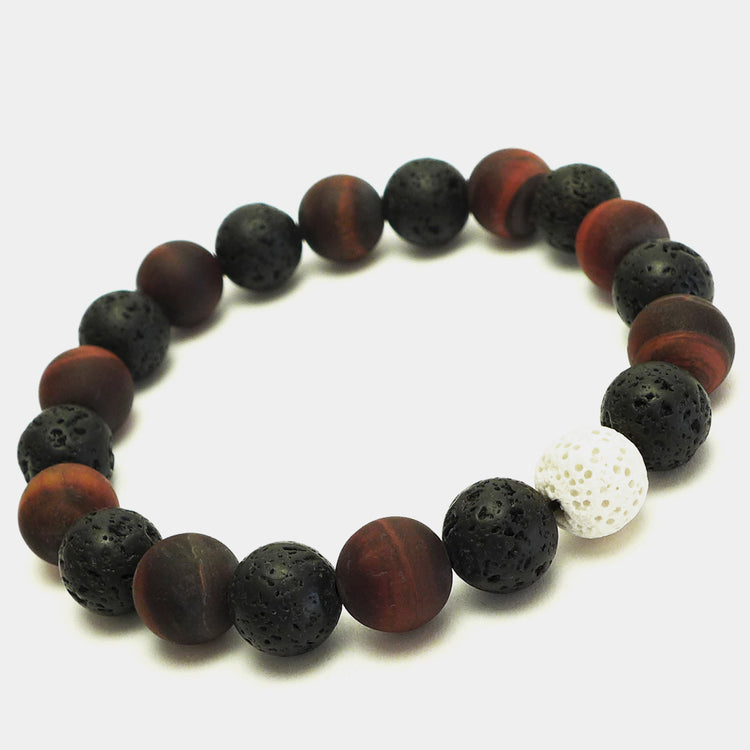 STARBEIT Herren Perlenarmband Pearl Power MR21, aus Tigerauge matt und glänzend, Lavastein schwarz, modern und maskulin